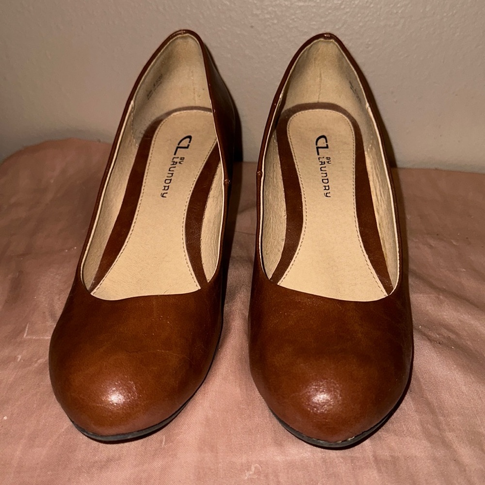 Brown wedge heels